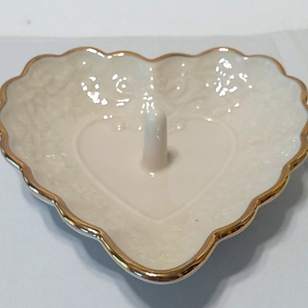 LENOX WEDDING / PROMISE RING  DISH, IVORY AND GOLD